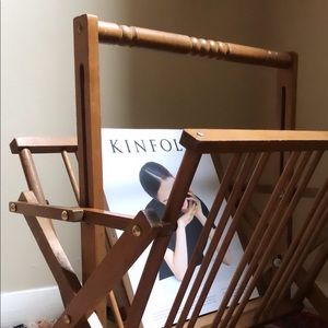 Mid century modern fold up wood magazine rack
